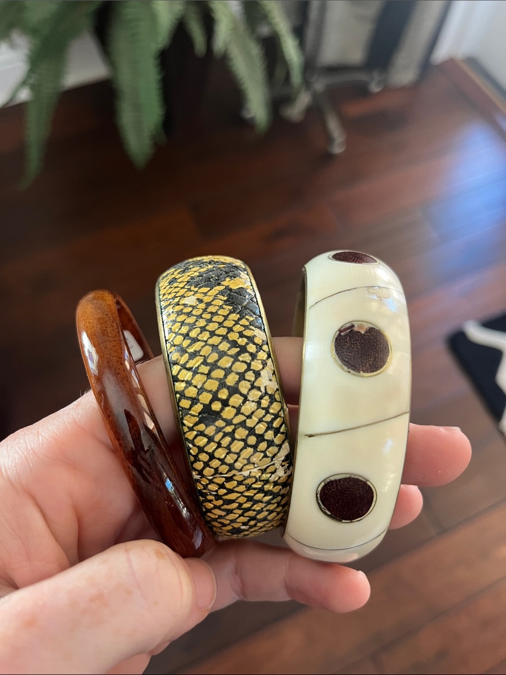 Handcrafted Reptile Bracelets Set in Brown, Yellow, and Cream